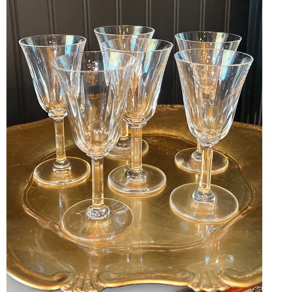 St Louis Cerdagne French Crystal cordial wine taste 4" stem Signed Set of 6